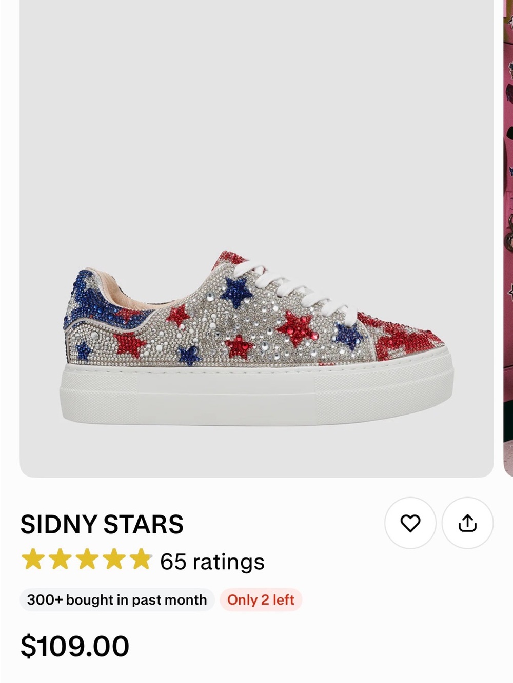Betsy Johnson New Size 9 Patriotic Sparkle platform shoes Sidny Stars sold out